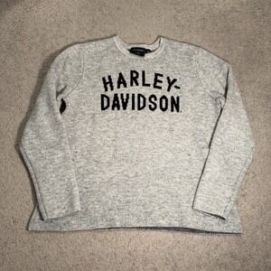 Harley-Davidson Motorcycles HD Women Midwest Intarsia Knit Sweater Gray 2XL